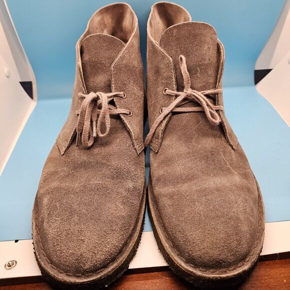 Men's Shoes Clarks DESERT BOOT 13M Lace Up Chukka Boots‎ 55527 WOLF GRAY SUEDE - Picture 3 of 9